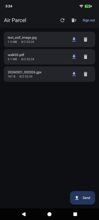 File list screen